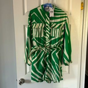 Satin jumpsuit with belt